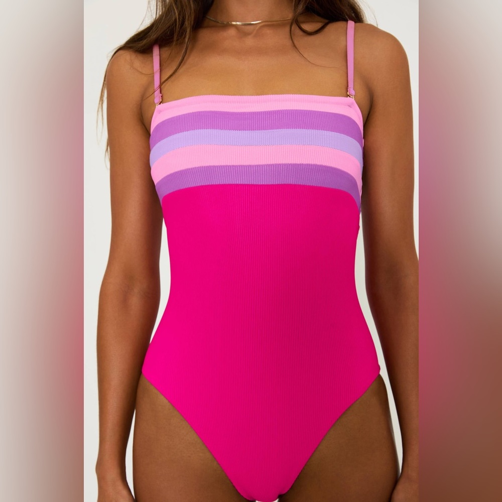 Beach Riot Jessa One Piece Raspberry Colorblock, Size Large, $178 - Picture 4 of 14